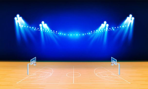 Campo da basket arena con design luci dello stadio luminoso
. - Vettoriali, immagini