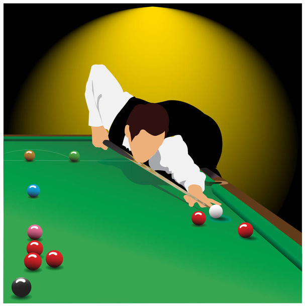 The atmosphere of the snooker competition. The black background consists of spotlights. Vector snooker sport game - Vector, imagen