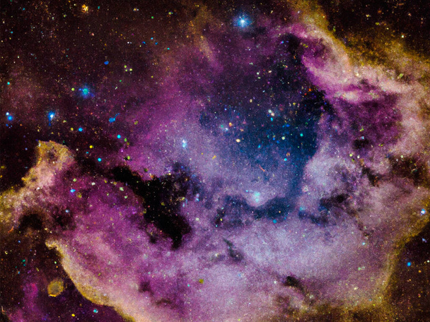 space nebula. panoramic view of the cosmos with constellations of stars. violet spectrum. Supernova and exoplanets visible. Astrophysics concept. - Foto, Imagem
