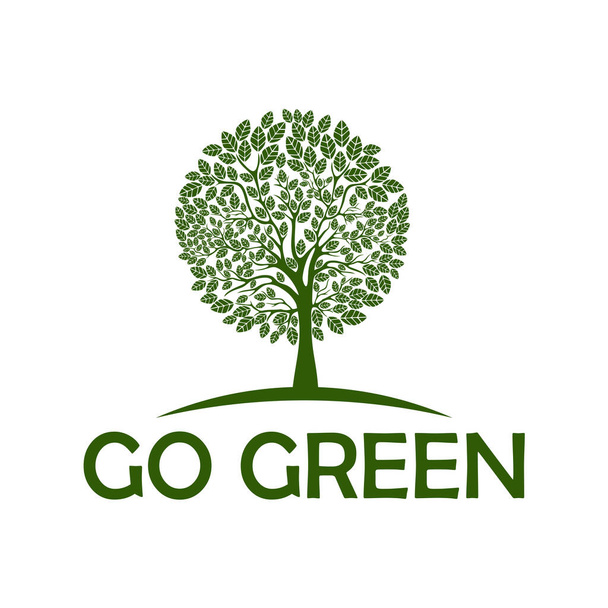 Tree life logo design elements. Go green logo template icon vector - Vector, Imagen