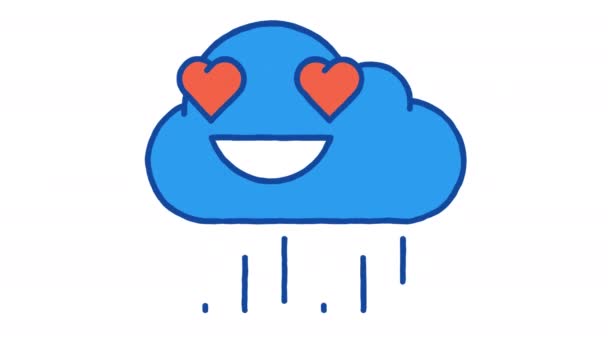 Rain cloud heart shaped eyes smiles broadly. Alpha channel. Looped animation - Video