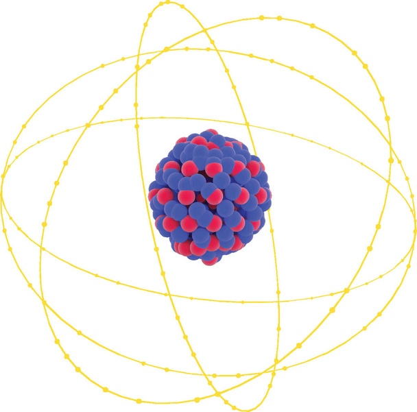 atomová struktura skládající se z protonů, neutronů a elektronů. - Vektor, obrázek