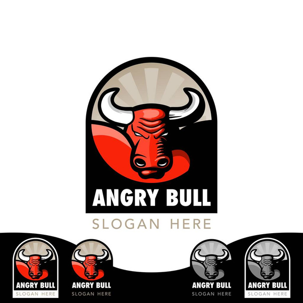 Angry bull mascot vector logo design - Vetor, Imagem