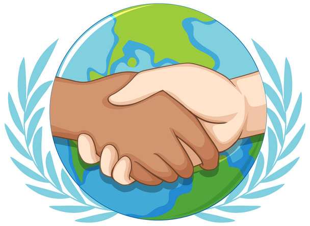 Holding hands on earth background illustration - Vektor, kép