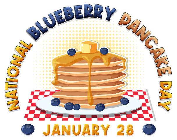 Illustrazione nazionale della bandiera della giornata dei pancake ai mirtilli - Vettoriali, immagini