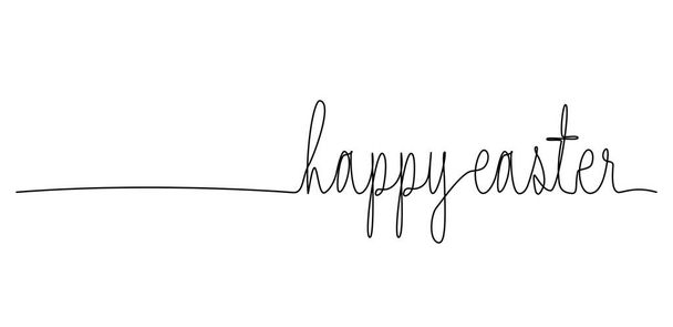 continuous single line drawing of text HAPPY EASTER, line art vector illustration - Vector, Imagen
