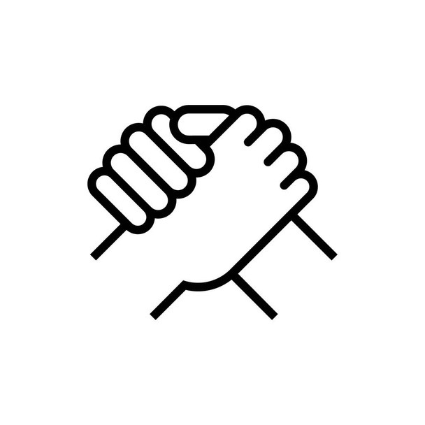 Handshake of business partners. Human greeting. Arm wrestling symbol. Vector illustration. Eps 10. - Vector, Imagen