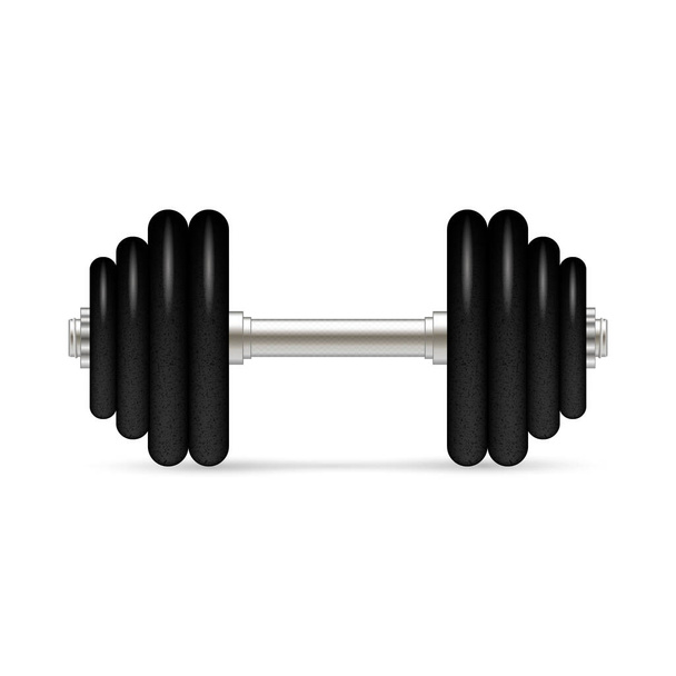 Dumbbell with removable disks isolated on white background. Vector illustration. Front view. - Vector, Image