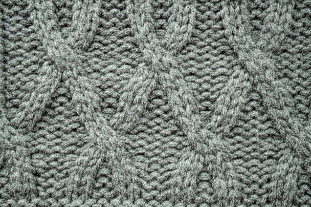 Knitting Texture. Organic Woven Textile. Handmade Xmas Background. Soft Knitted Texture. Fiber Thread. Scandinavian Winter Yarn. Detail Carpet Material. Woolen Knitted Texture. - Foto, Bild