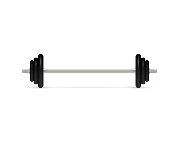 Barbell with removable disks isolated on white background. Vector illustration. Front view. - Vetor, Imagem