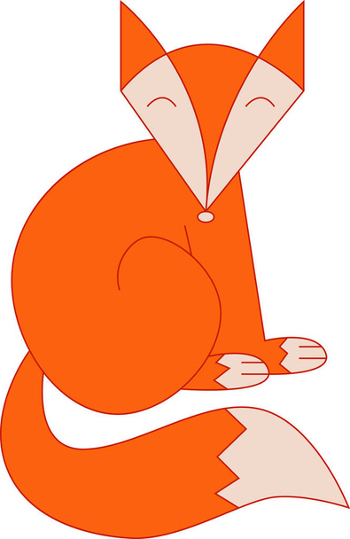 Funny fox illustration for kids with contour and filled drawing in simple style - Vector, Image