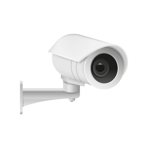Realistische moderne CCTV camera geïsoleerd op witte achtergrond. Vector illustratie. Eps 10. - Vector, afbeelding