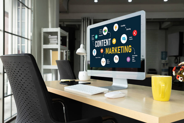 Marketing de conteúdo para negócios on-line modish e estratégia de e-commerce marketing - Foto, Imagem