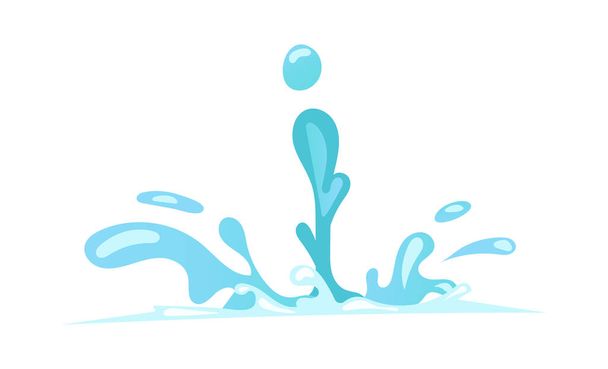 Water effect with blue aqua splashes and falling liquid drops. Vector illustration in comic cartoon design - Vektor, Bild