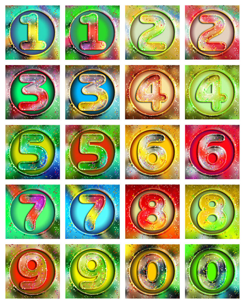 Numbers collection on colored backgrounds - Fotoğraf, Görsel