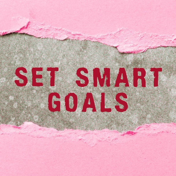 Ispirazione mostrando segno Set Smart Obiettivi, Concetto significato Stabilire obiettivi raggiungibili Fare buoni piani aziendali - Foto, immagini