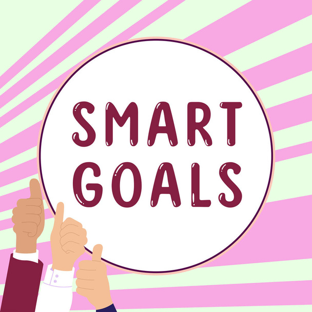 Inspiration showing sign Smart Goals, Conceptual photo mnemonic used as a basis for setting objectives and direction - Zdjęcie, obraz