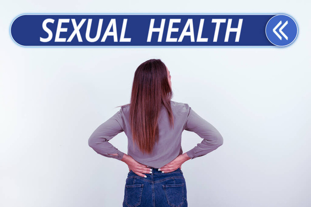 Inspiráló szöveg Szexuális egészség, szó Írt egészségesebb test Kielégítő szexuális élet Pozitív kapcsolatok - Fotó, kép