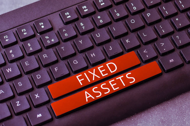 Sign displaying Fixed Assets, Word for long-term tangible piece of property or equipment a firm owns - Foto, Imagen
