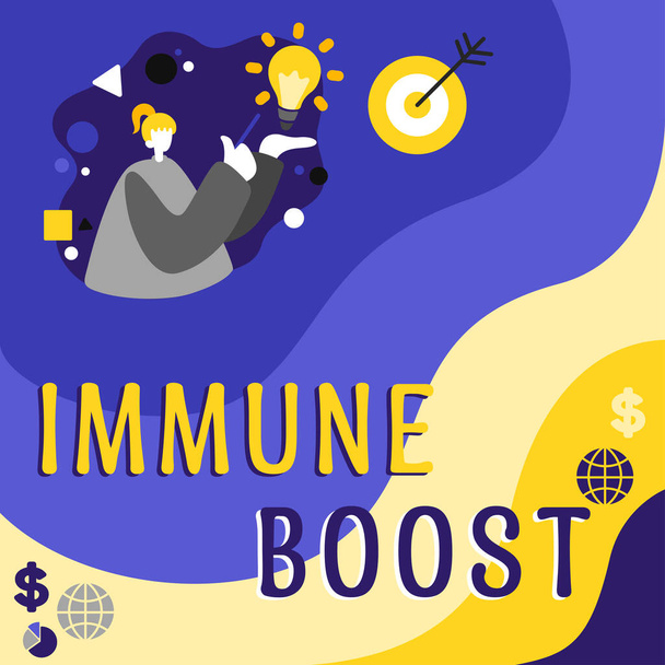 Znaki pisma ręcznego Immune Boost, Podejście biznesowe jest w stanie oprzeć się określonej choroby uniemożliwiającej rozwój patogenów - Zdjęcie, obraz