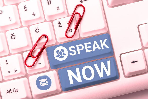 Σύνδεση εμφάνισης Speak Now, Business concept Επικοινώνησε μαζί μας τα συναισθήματα και τις πληροφορίες σου Voice out - Φωτογραφία, εικόνα