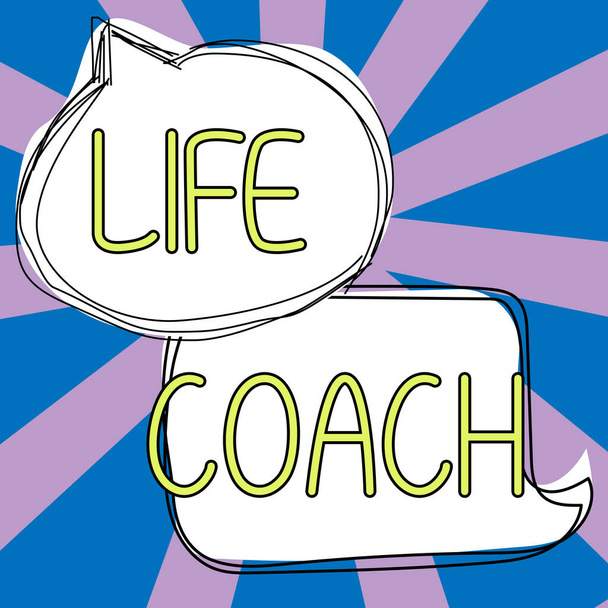 Концептуальная подпись Life Coach, Business approach Человек, который консультирует клиентов, как решить их проблемы или цели - Фото, изображение