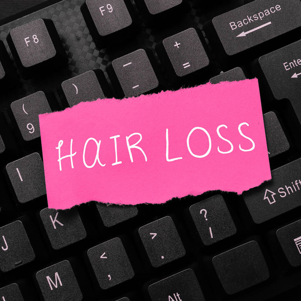 Text sign showing Hair Loss, Concept meaning Loss of human hair from the head or any part of the body Balding - Photo, Image