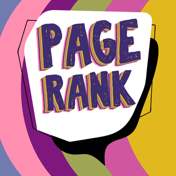 Tekst bijschrift presenteren Page Rank, Business concept een waarde toegekend aan een webpagina als een maat voor de populariteit ervan - Foto, afbeelding