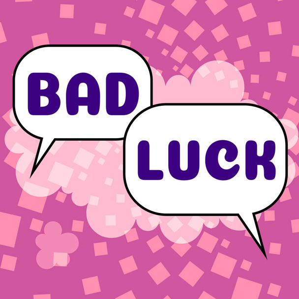 Tekst pisma Bad Luck, Biznes podejście niefortunny stan wynikający z niekorzystnych wyników Nieszczęśliwy przypadek - Zdjęcie, obraz