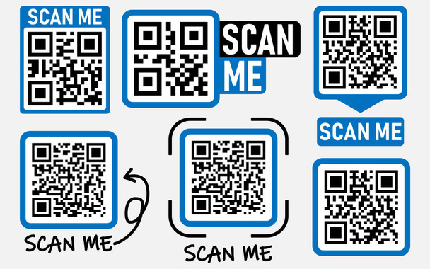 QR code scan for smartphone. Qr code frame. Template scan me Qr code for smartphone. Vector illustration. Eps 10. - Wektor, obraz