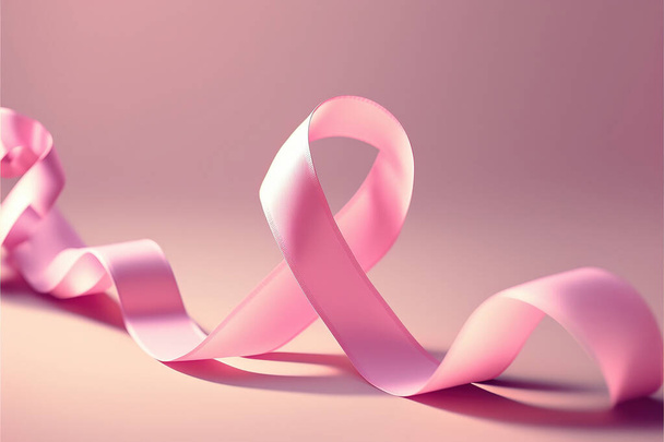 世界癌の日。健康と医学の概念、乳癌の意識のためのピンクのリボン、ライトピンクの背景。病気. - 写真・画像