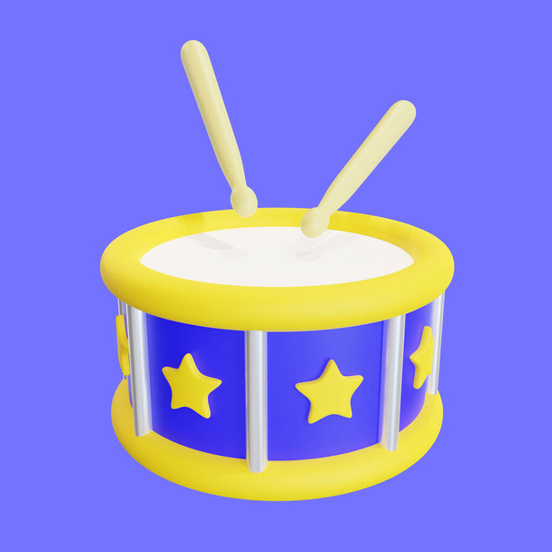 Stylized Snare Drum 3d Icon - Fotoğraf, Görsel