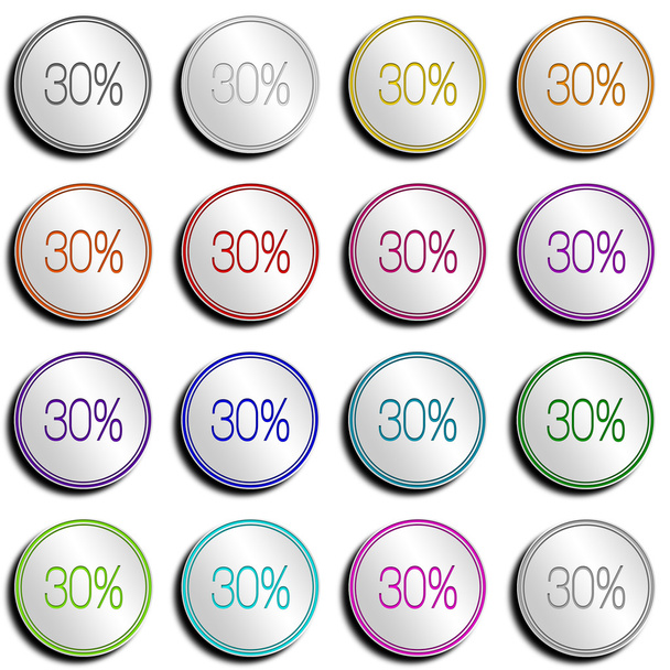 ボタンの光沢のあるシルバー 30% - 写真・画像