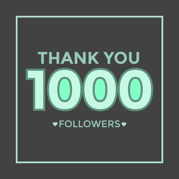 Thank you template for social media thousand followers, subscribers, like. 1000 followers - Vector, Imagen