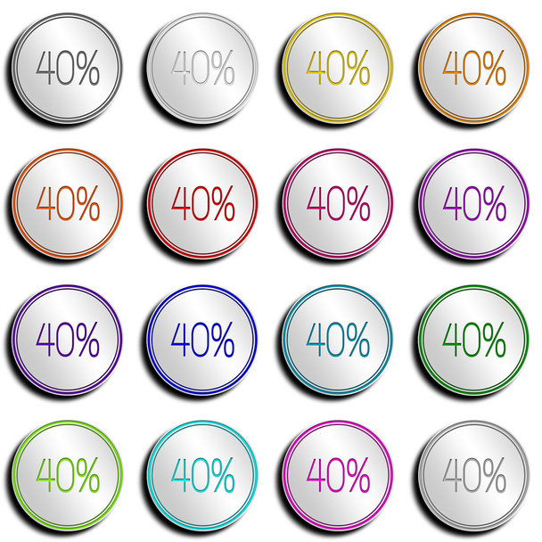 Кнопка срібло блискучі 40 відсотків - Фото, зображення