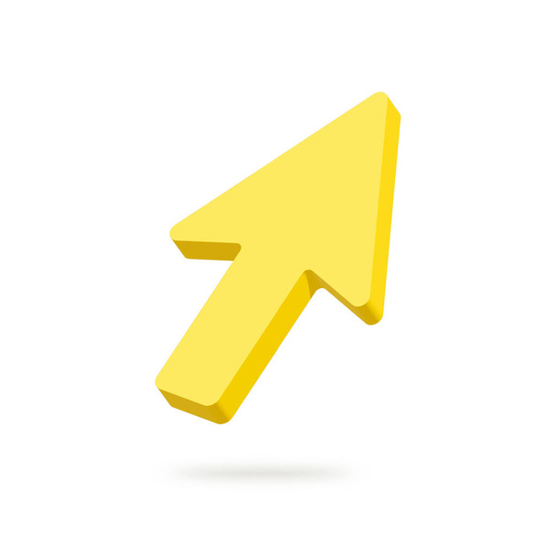 Yellow arrow pointer, mouse cursor. 3d illustration icon. - Foto, afbeelding
