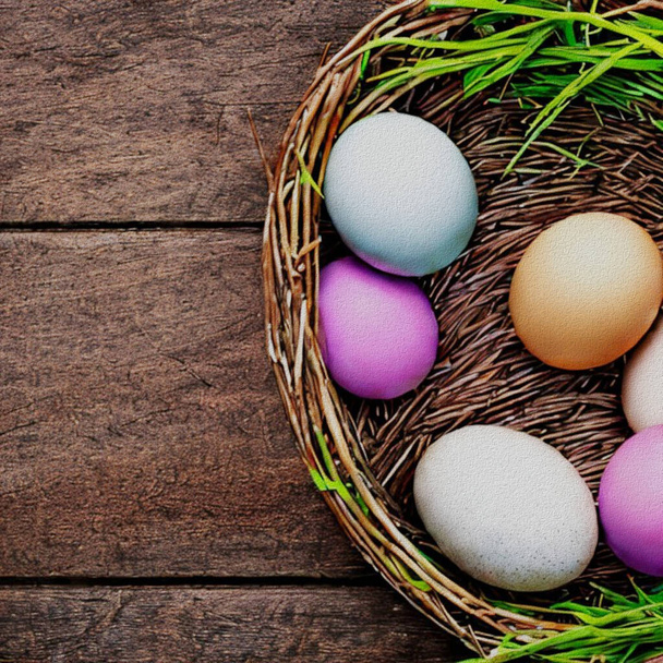 Χαρούμενα Ανατολικά Χαιρετίσματα με αυγά και ένα λαγουδάκι - Φωτογραφία, εικόνα