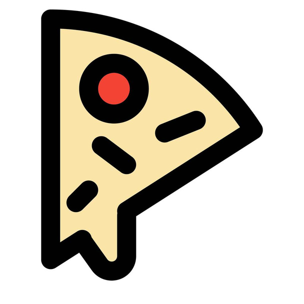 Closeup of cheesy pizza slice. - Vecteur, image