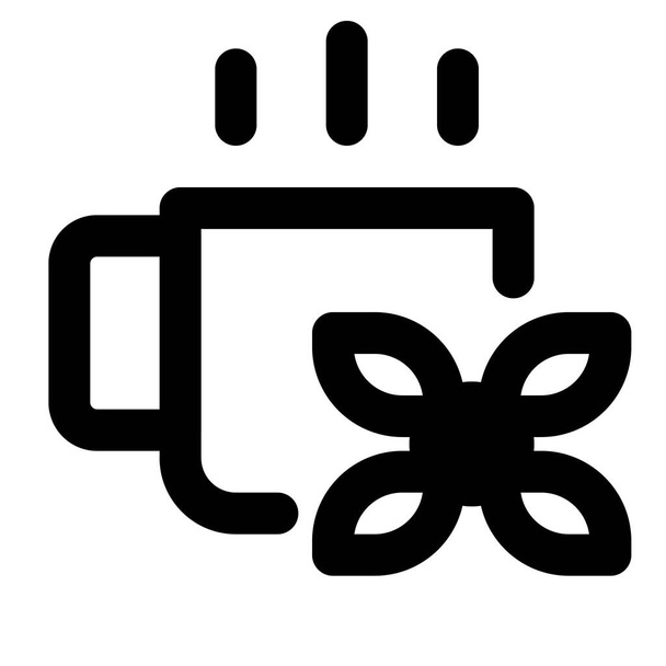 Papatya çayı ana hatları simgesi seti - Vektör, Görsel