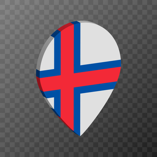 Map pointer with Faroe Islands flag. Vector illustration. - Vettoriali, immagini