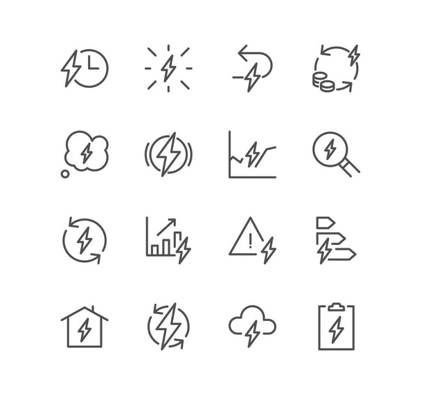 Set of energy related icons, energy costs, eco friendly power and linear variety vectors. - Wektor, obraz