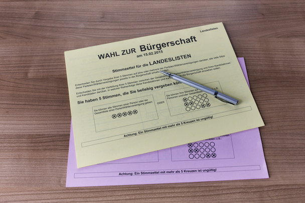 Ballot Papers for Election in Hamburg 2015 - Valokuva, kuva
