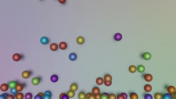 animation of colored balls falling and filling the screen. Network and relaxation concept - Materiał filmowy, wideo