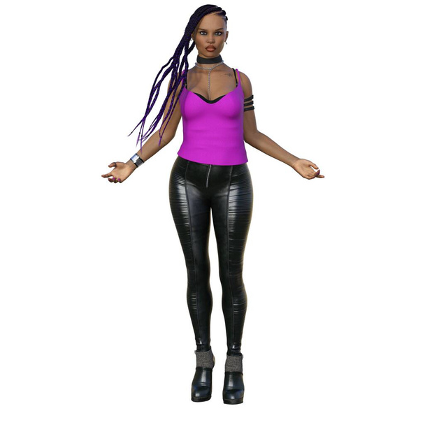 3D render, illustration, urban fantasy, African American woman. - Fotó, kép