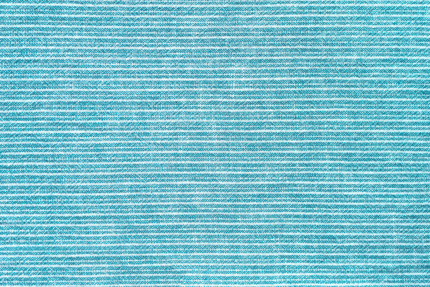 Natural linen texture as background. Cotton fabric with turquoise and white line striped pattern, texture close up, top vies, flat lay. Backdrop wallpaper. Matereal for clothes, curtain and upholstery - Photo, image