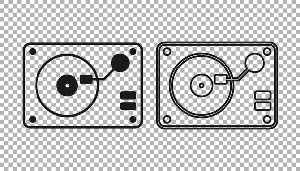 Şeffaf arkaplanda izole edilmiş vinil disk simgesine sahip Kara Vinil oynatıcı. Vektör - Vektör, Görsel
