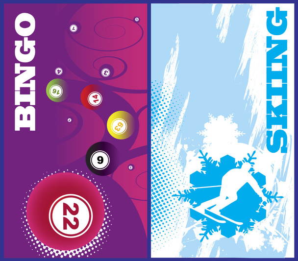 Banderas verticales de esquí y bingo
 - Vector, imagen
