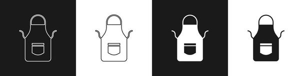 Set Blacksmith apron icon isolated on black and white background. Protective clothing and tool worker.  Vector - Vektor, obrázek