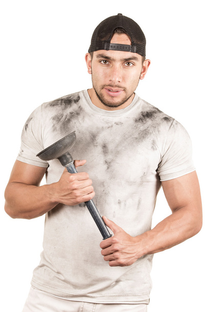 young muscular latin janitor - Foto, Imagem