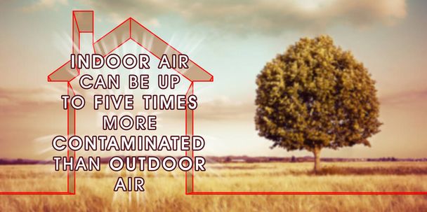 Vnitřní vzduch více kontaminovaný než venkovní - koncept obrazu s nejčastějšími nebezpečnými domácími znečišťujícími látkami v našich domácnostech. - Fotografie, Obrázek